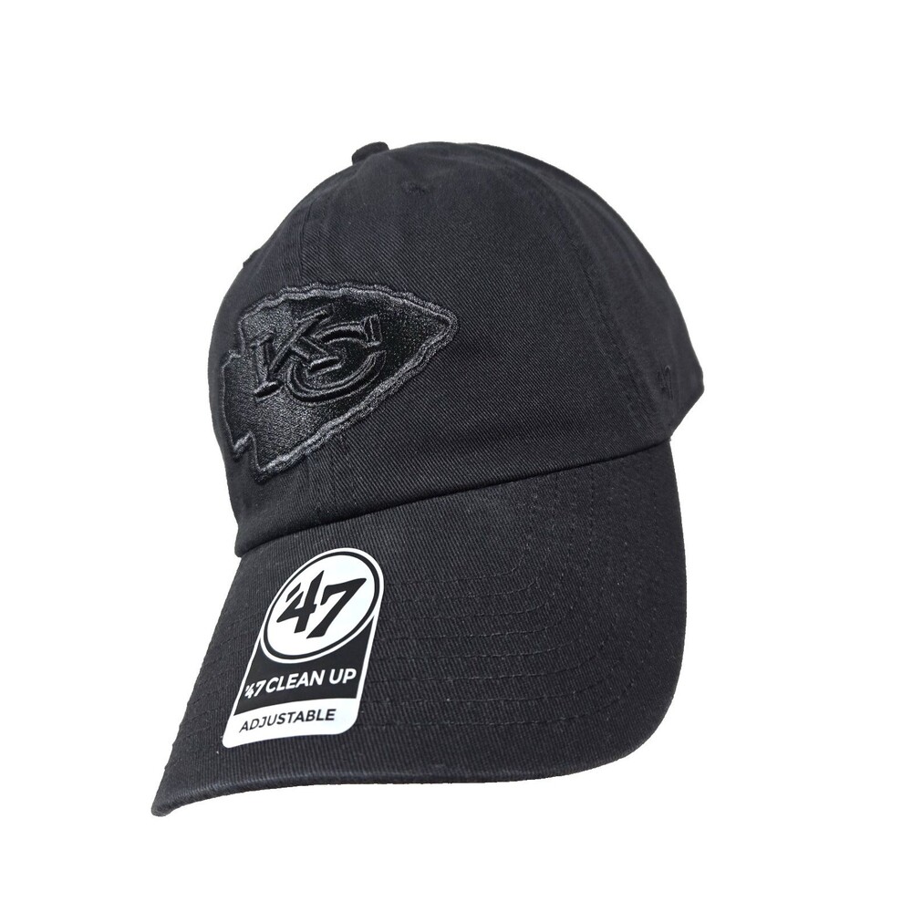 NFL Kansas City Chiefs '47 Brand Clean Up Hat Adjustable Black Out New